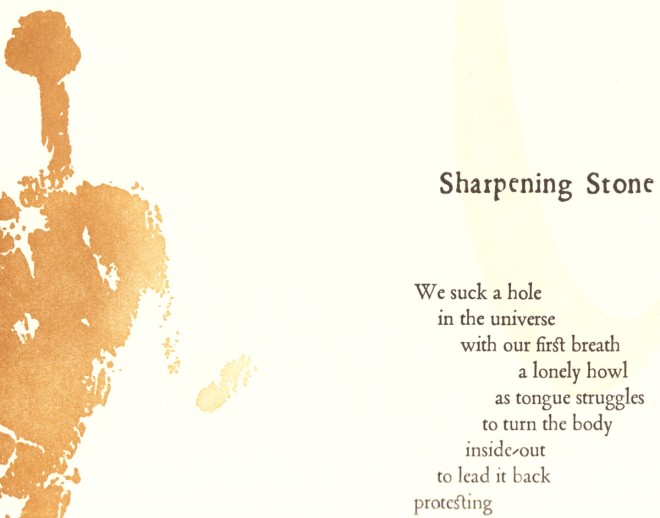 "Sharpening Stone"  (broadside detail), by Elizabeth Herron, Eric Johnson, Micah Schwaberow