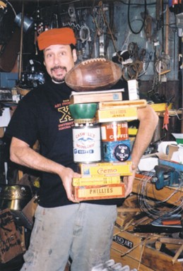 Monty Monty holding a section of "Vintage Totem"